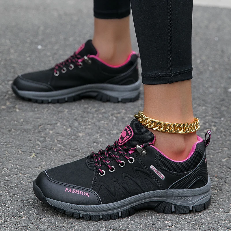 Women Sneakers New Casual Running Soft Sole Sports Tie Up Lightweight Fashion Black Versatile Outdoor Hiking Vulcanized Shoes