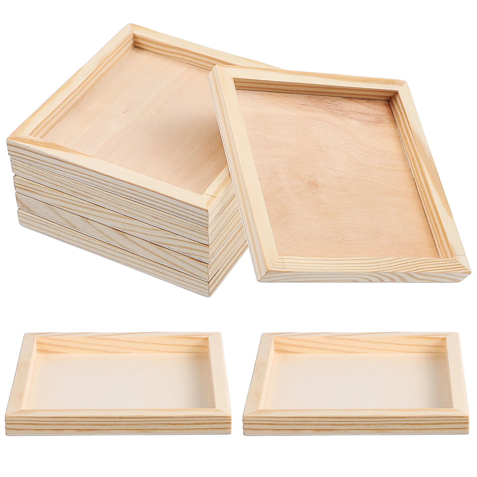 6 Pcs Wooden Painting Trays Craft Storage Natural Unfinished Kids Room Tidy Clean Durability Smooth Texture Jewelry