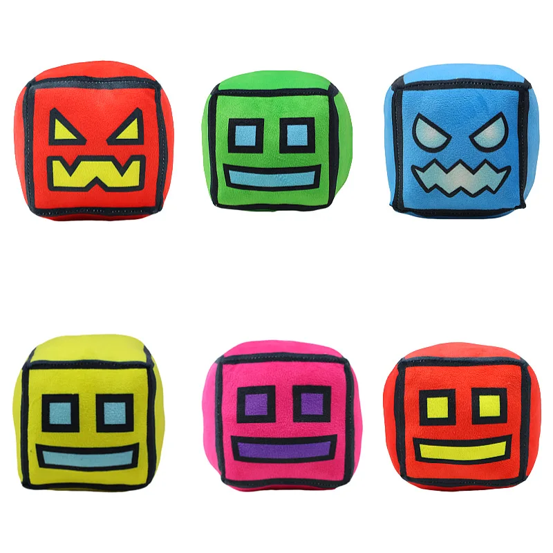 Geometry Dash Cube Plush Toys Stuffed Plushie Doll Small Pillow Square Pendant Game Cute Kids Fans Collection Birthday Gift 12CM