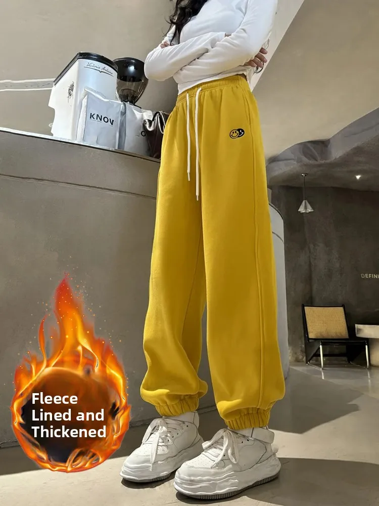 

Брюки с высокой талией, женские свободные утягивающие повседневные брюки с двойной вышивкой, универсальные, ранняя весна, новые брюки