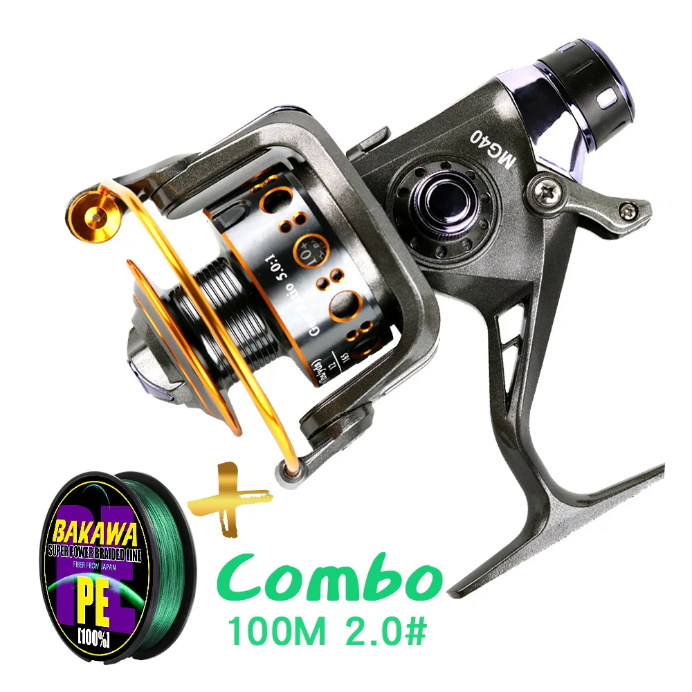 Combo 30 40 50 60 Angelrolle mit Doppelbremsen-Design, Superstark Karpfenangel-Feeder-Spinnrolle, MG Big Fish Angelrolle