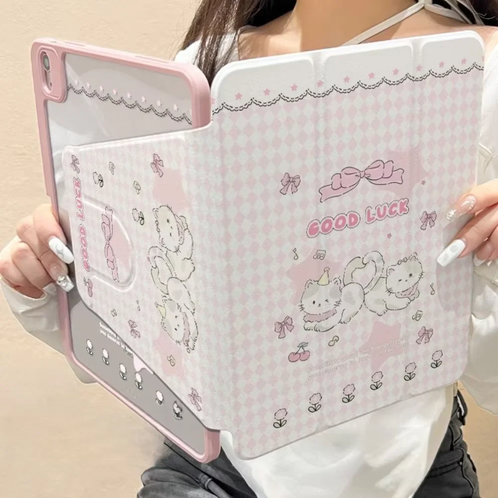 360 Degree Rotation Smart Cover For iPad 10.2 Case 7/8/9th Generation Pro 11 2nd 3rd 4th ipad 3 10.5 Cat Cartoon Printed Case