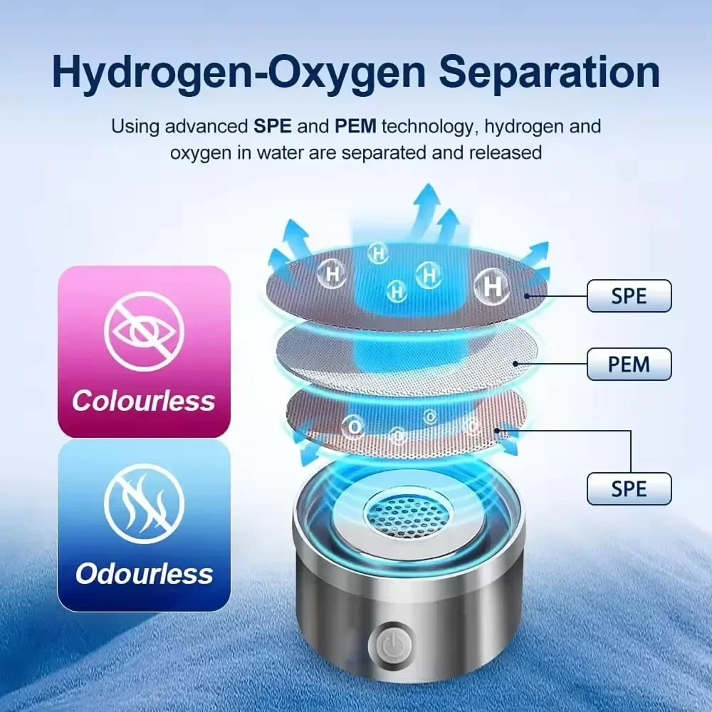 Generator botol air hidrogen portabel, mesin Ionizer air hidrogen portabel, dapat diisi ulang, cangkir kesehatan kaca air kaya hidrogen