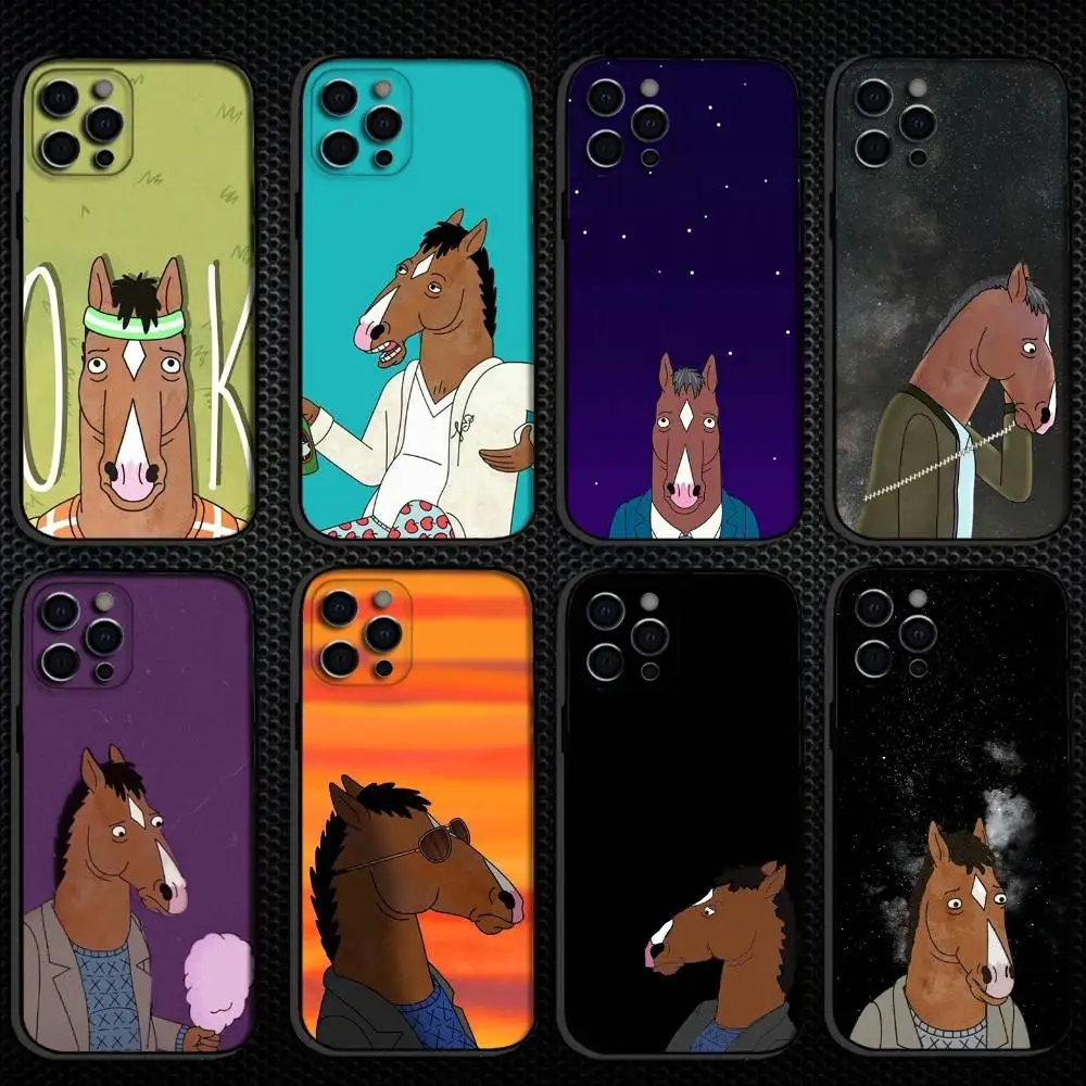 

B-Bojack Canvas Horseman Funny Phone Case For iPhone 16,15,14,13,12,11 Plus,Pro Max, Others Soft Black Cover