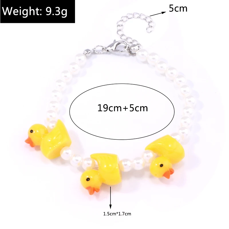 Niedliche handgemachte Imitationsperlen-Armbänder für Frauen, Cartoon-gelbe Ente, Charms-Armbänder, Schmuck, DIY-Geburtstagsparty-Geschenke – Detail 2