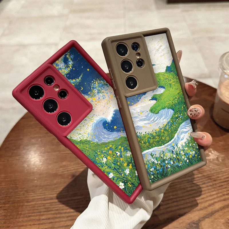 Funda de teléfono con paisaje de flores y ballena, cielo estrellado creativo, para Samsung Galaxy A06 A17 A55 A54 A53 A52 A16 A36 A51 A15 A14 5G