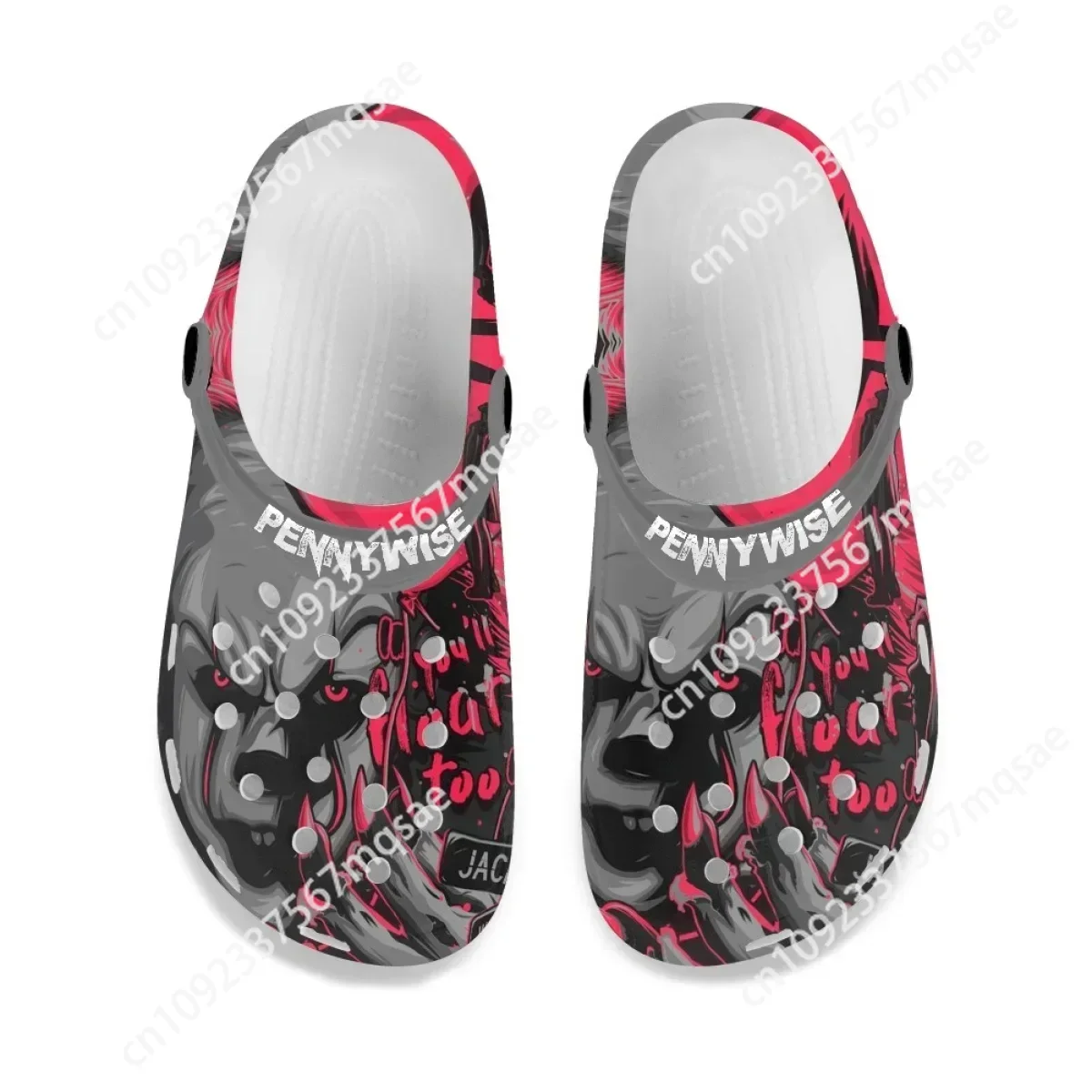 Pennywise Horror Movie Design Clogs Wear Increased Non-slip High-heeled Shoes Hole Shoes Beach Sandals Home Slippers Sandalias