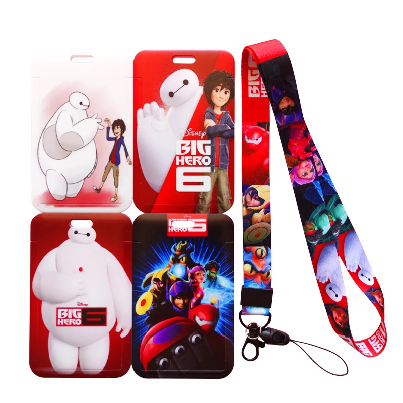 

Disney Big Hero Card Holder Lanyard Keychain Men's ID Badge Holder Cartoon Credit Card Holders Neck Strap Card Case Key Ring