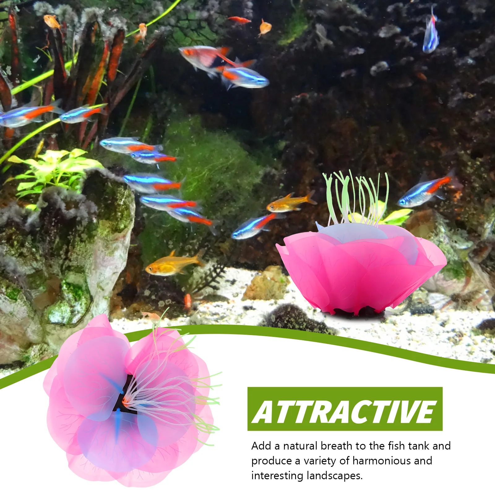 

Small Fluorescent Flower Decorations Fish Tank Plants Silica Gel Aquarium Artificial Lotus