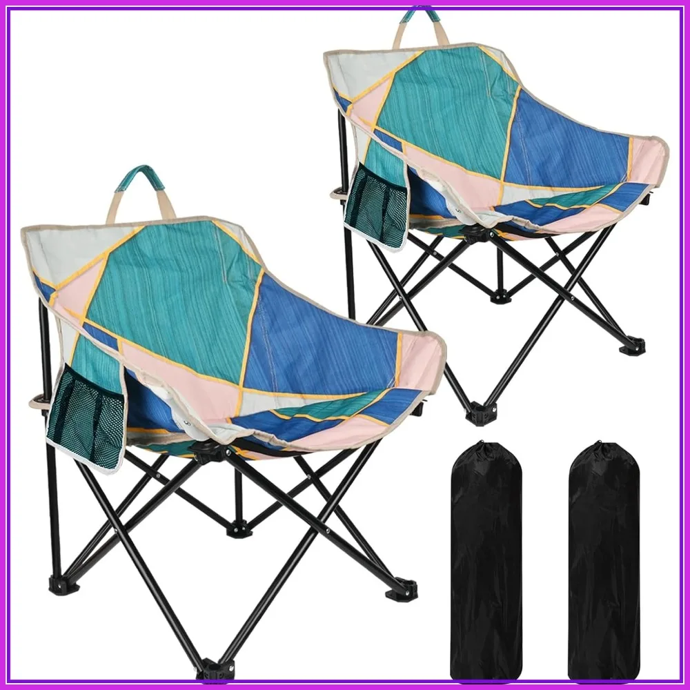 

2 Pack Camping Chair for Adults, Portable Folding Sofa Seat with Padded Armrest, Easy Set Up for Outdoor Beach Picnic