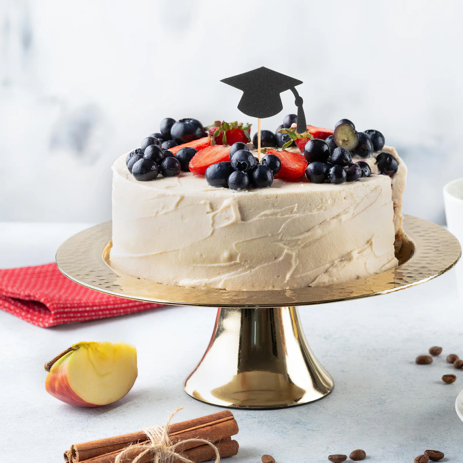 

24Pcs Graduation Cap Cake Topper Party Supplies Graduation Season Cupcake Decorating Easy to Use Table Decorations for Classroom