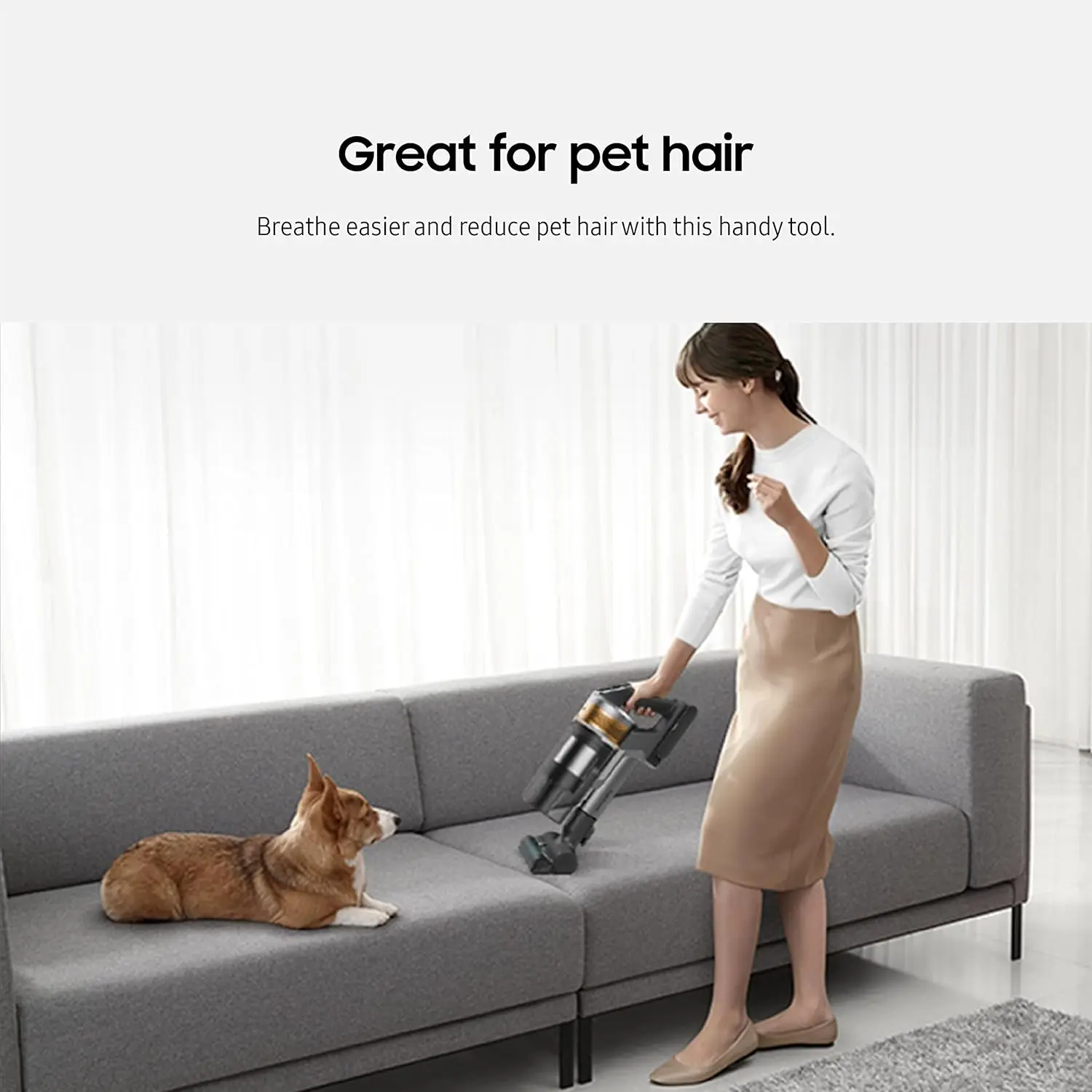 75 Pet Cordless Stick Vacuum Cleaner, Lightweight w/ Turbo Brush, Mini Motorized Tool, Removable Battery, Powerful C