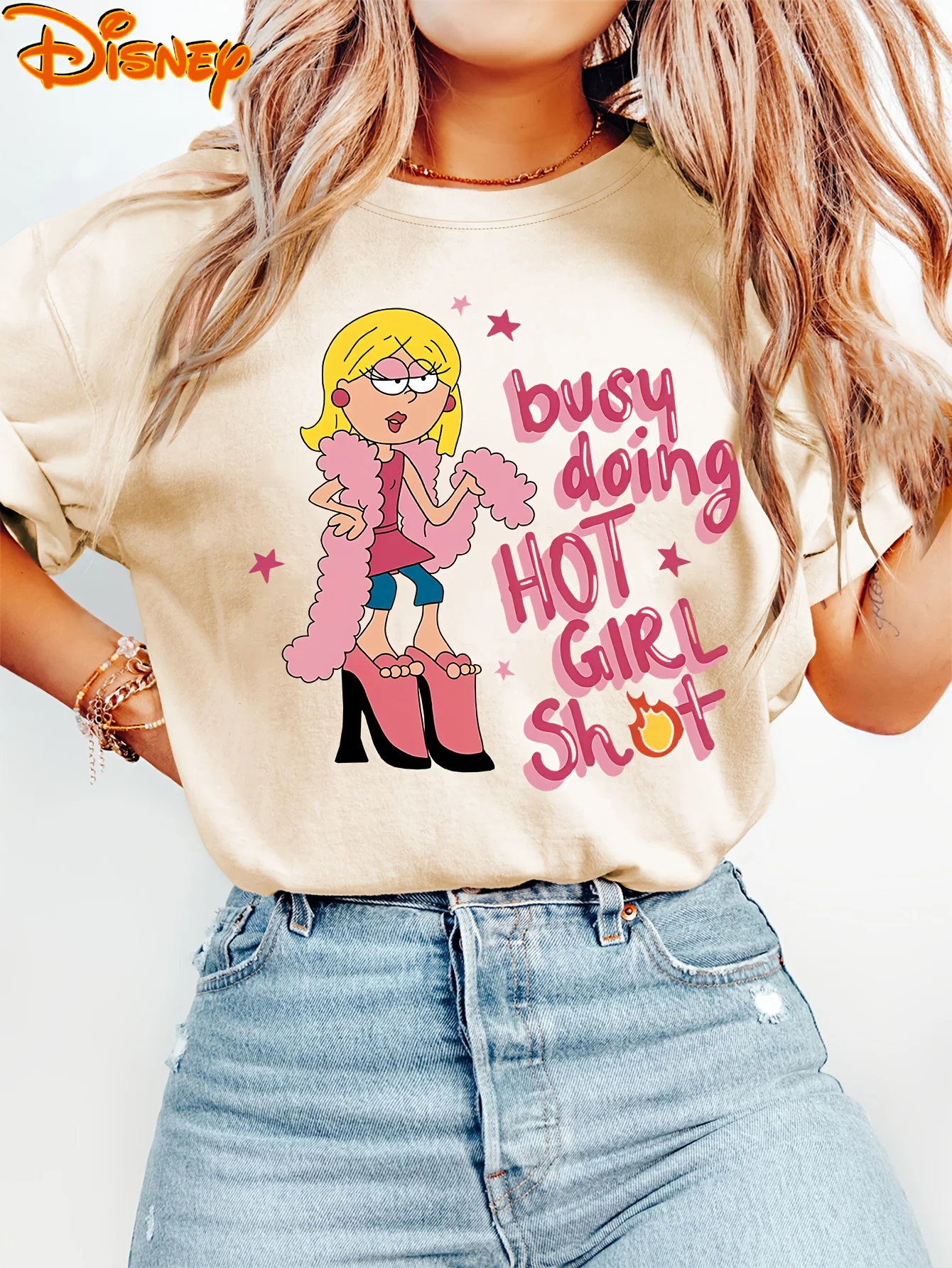 Disney Liz McGuire Is Busy Doing Hot Shots T-Shirt Vintage Damen Herren Baumwolle T-Shirt O-Ausschnitt Casual Trend Oversize Kurzarm Top