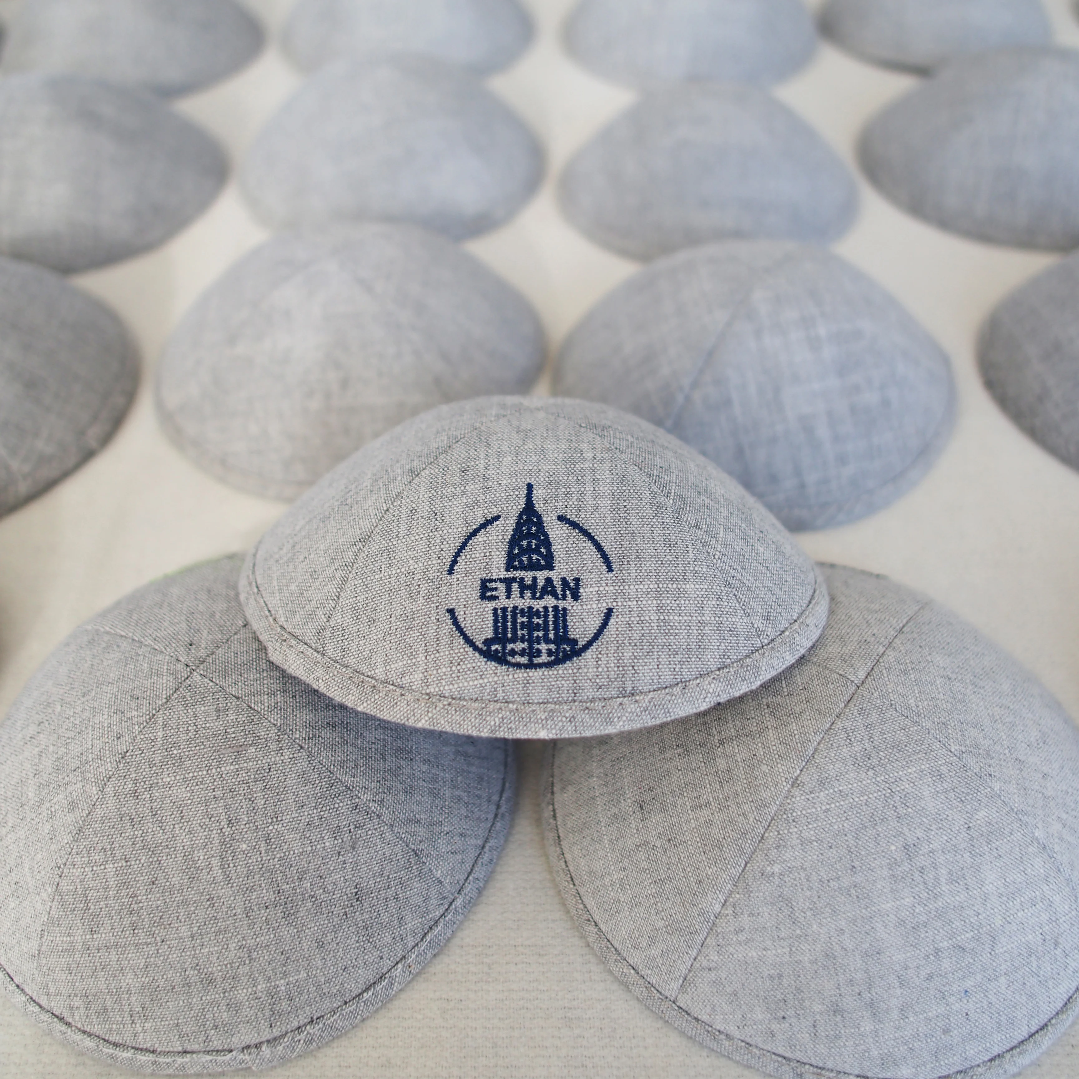 

Custom linen gray tallit, Bar Mitzvah Jewish gift tallit, customizable, wedding, Jewish Ahava