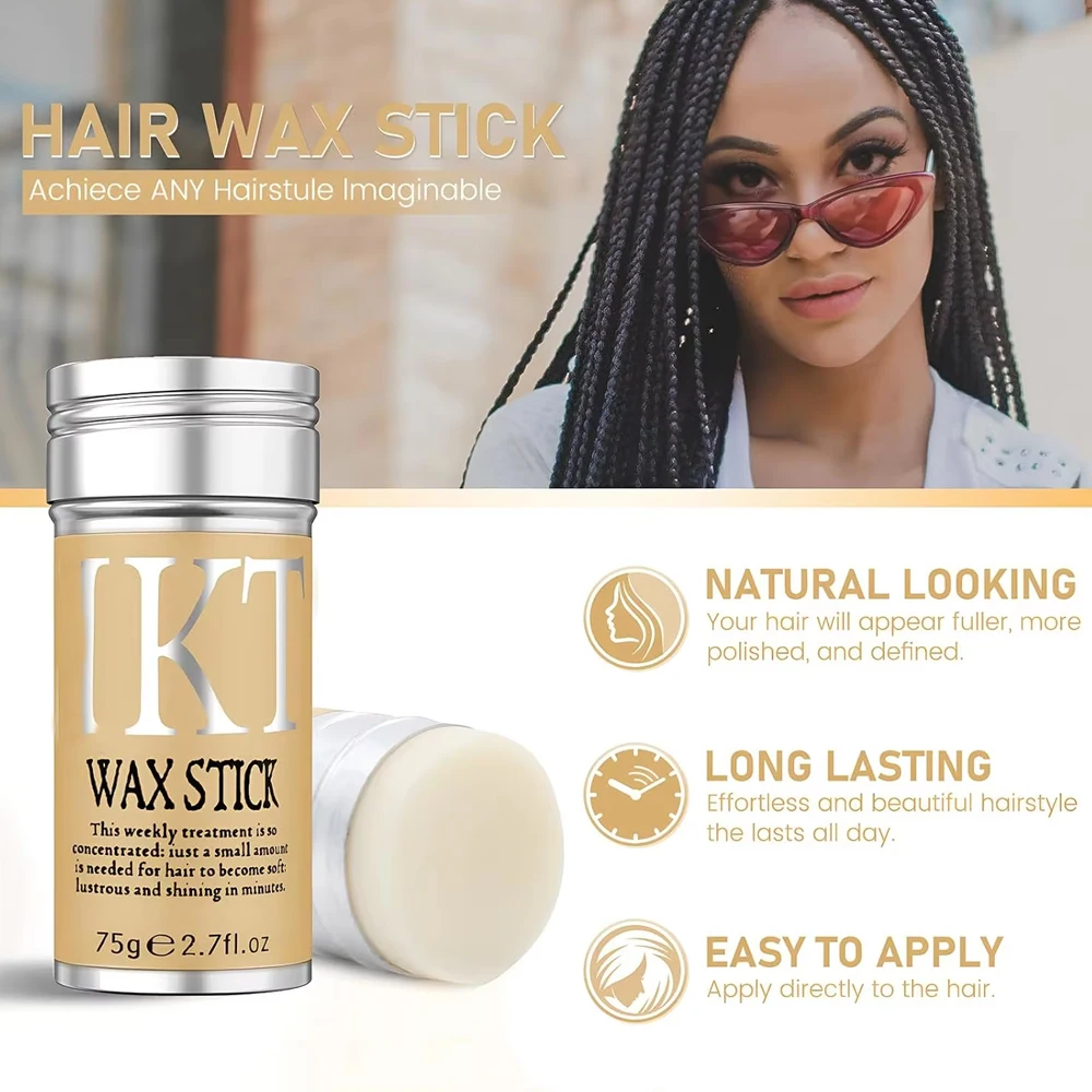 Hair Wax Stick for Wigs, Edge Control Slick Stick Hair Pomade Stick Non-greasy Styling Wax, for Edge Frizz Hair