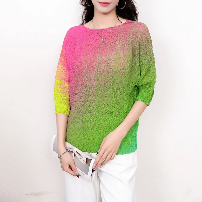 Fashion Temperament Outside Wearing Top Women 2024 Spring and Summer New Gradient Casual All-match Heavy Industry Base Shirt