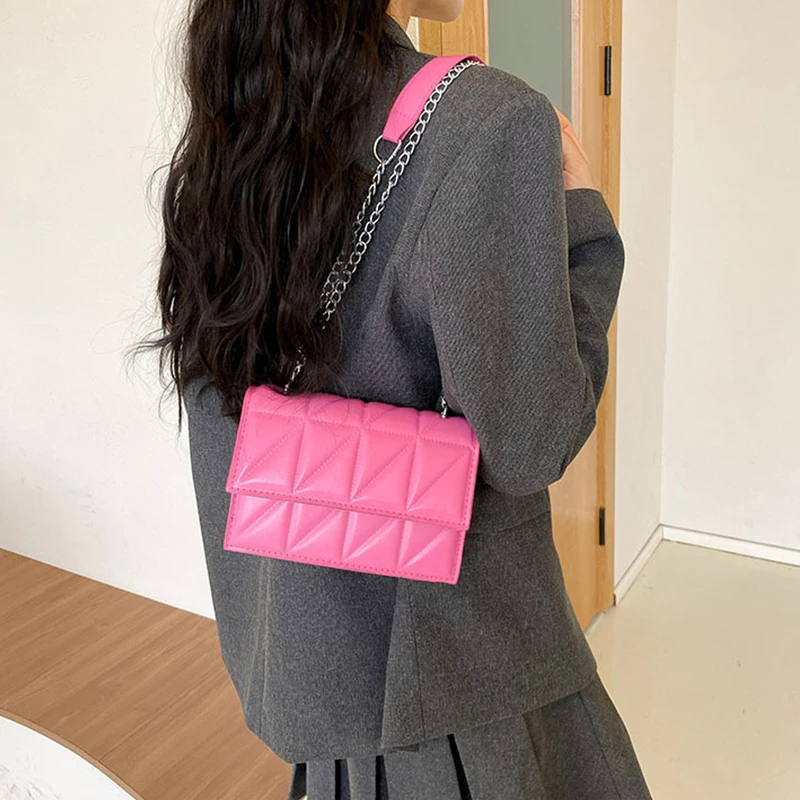 Designer Mode Frauen Umhängetasche Damen PU Leder Griff Handtaschen Kette Riemen Umhängetaschen für Frauen – Detail 19