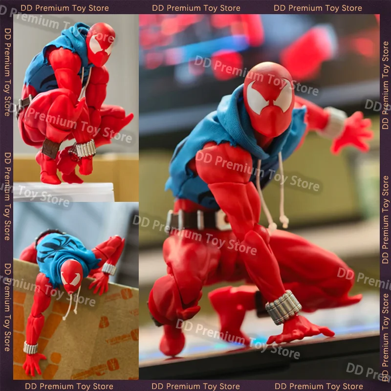 

In Stock Mess Toys Scarlet Hero Scarlet Spider Man Action Figure Spiderman Blue Battle Suit Spiderman Anime Figure Model Toys