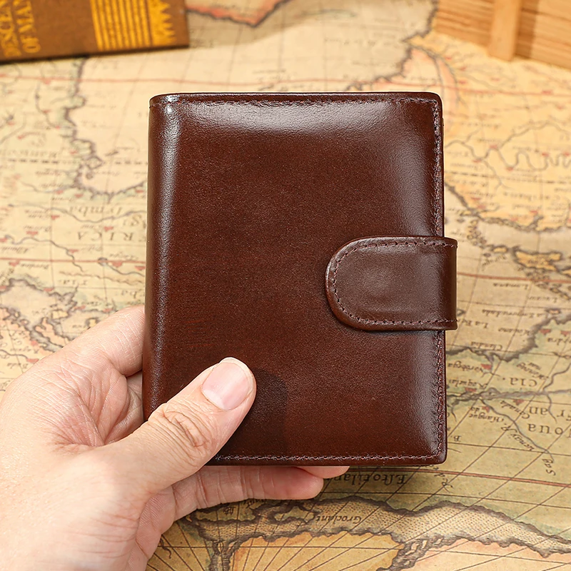 Men Leather Genuine Short Wallet Money Pouch Multi-functional Anti-theft ID Window Coin Cash Pocket Multiple Card Slots Wallets