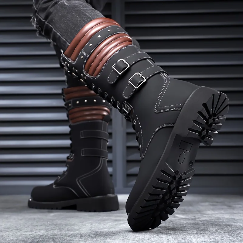 

Luxury Brand Thick Soled Comfort High Top Motorcycle Boots Fashion Anti Slip Outdoor Men Boots High-quality Long Leg Casual Boot