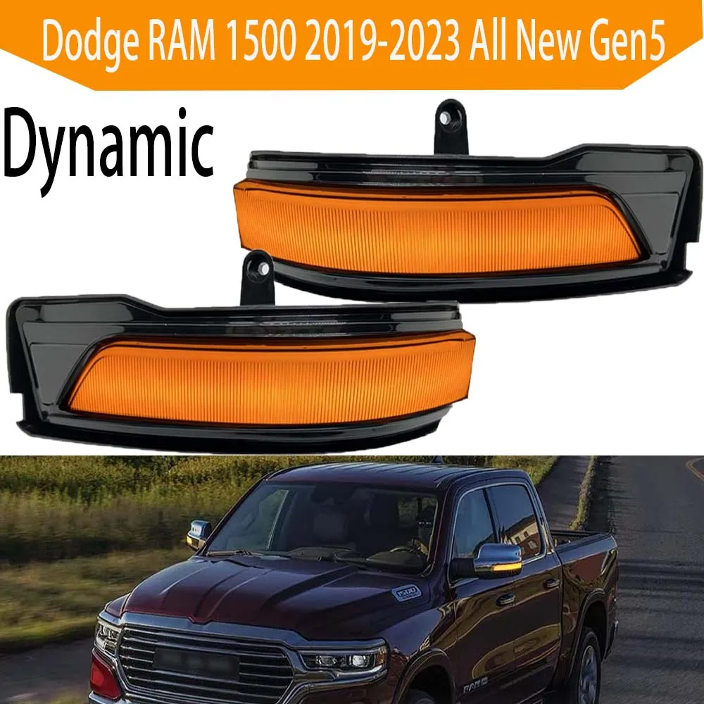 

LED Dynamic Side Mirror Lights Blinker Turn Signal Lamps For Dodge RAM 1500 DT 2019-2023 Sequential Amber Car Bulb Accessories