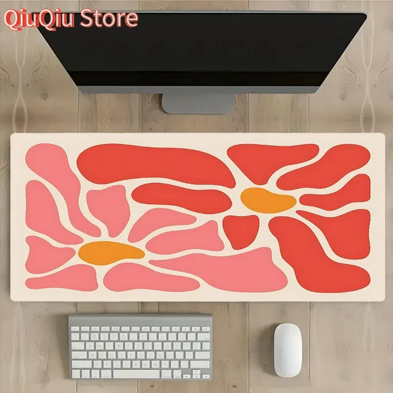 

Large computer mouse pad 90x40 Pink Abstract flower office desk mat Gift Game Player desktop accessories Keyboard protection pad
