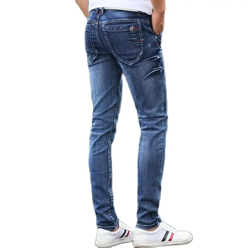 Pantalones vaqueros ajustados informales para hombre, Jeans rectos de alta calidad, color negro, moda de motorista