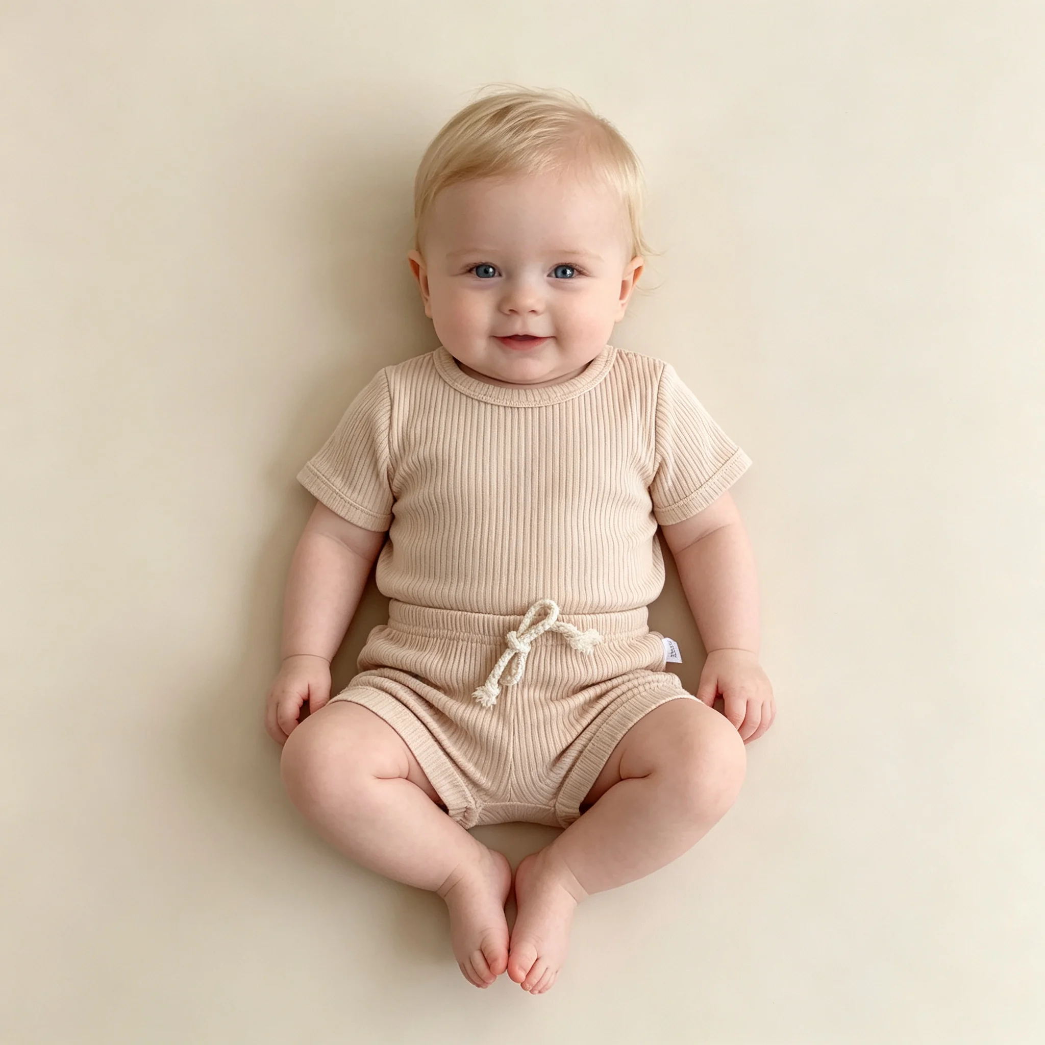 Baby Clothes Set Boys Simplicity Stripe Round Neck T-shirt + Striped Shorts breathable casual girl short sleeved