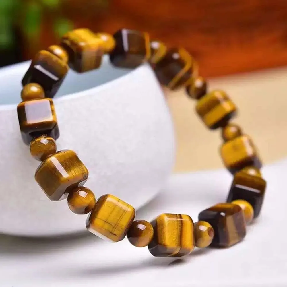 

Квадратный браслет из натурального тигрового глаза с геометрическим рисунком, высококачественный браслет для пар для мужчин и женщин, модные украшения