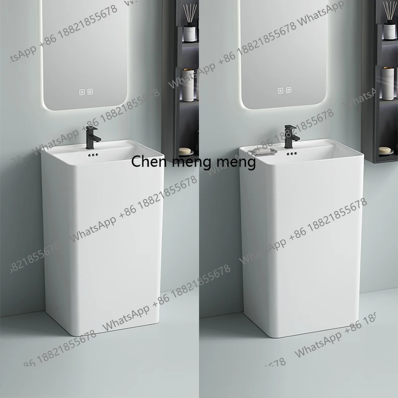 حوض عمود سيراميك نوع أرضية متكامل، حوض غسيل من نوع عمود الشرفة مع لوح فرك