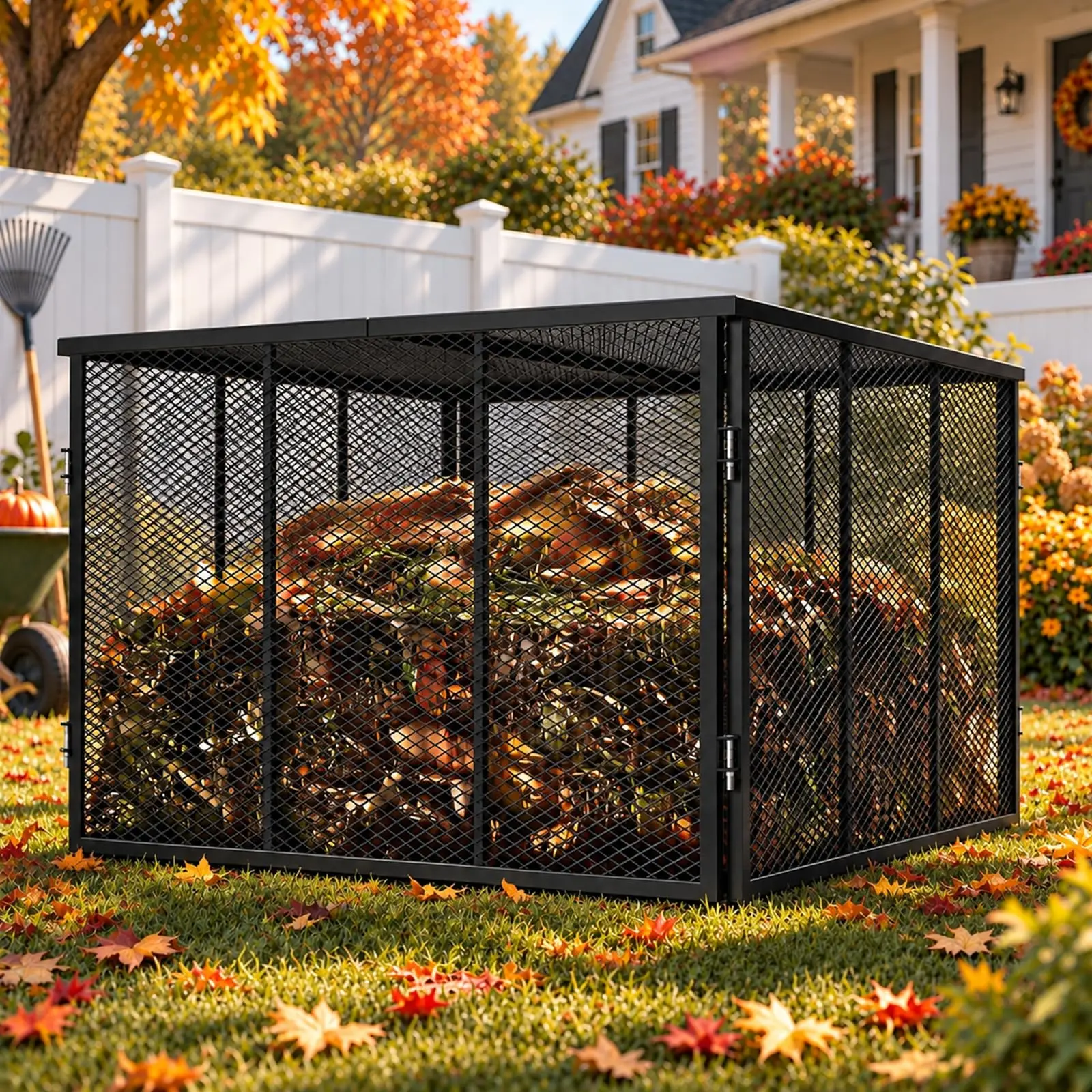 Outdoor Compost Bin, 165 Gal Metal Wire Mesh Garden Composte