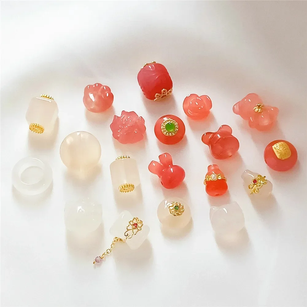 

Natural Salt Source Agate, Cat Head, Gourd, Lotus, Little Bear Beads, Diy Bracelet, Necklace, Beaded Jewelry, Accessory Material