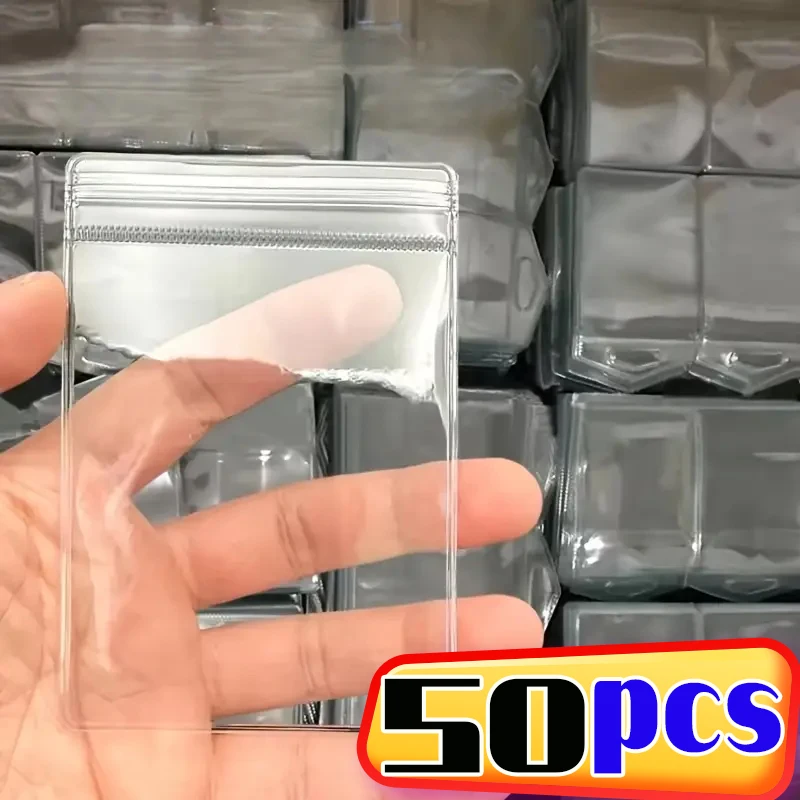 

50 шт., прозрачные сумки-органайзеры для ювелирных изделий, ПВХ, антиокислительные серьги, кулон, ожерелье, браслет, держатель для хранения, сумки