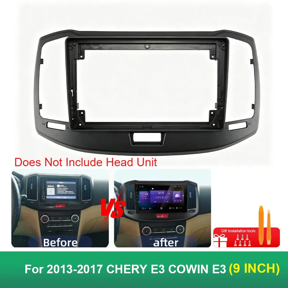 For Chery E3 2013-2017 For Cowin E3 2013-2017 9 Inch Car Radio Fascia Frame Stereo Panel Optional Cable