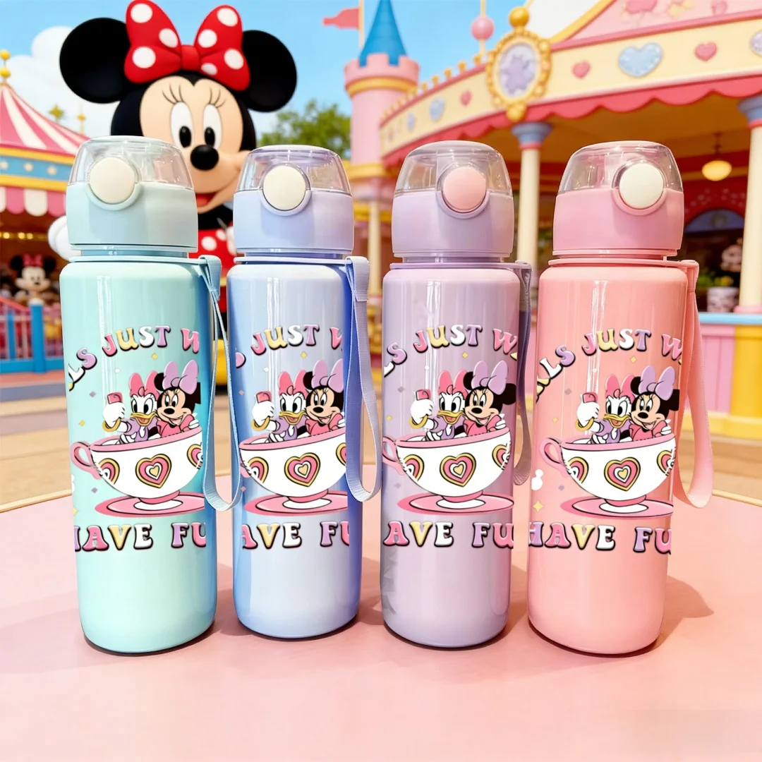 

Бутылка для воды с 3D-принтом Дисней: Минни и Дейзи, игривая и модная, устойчивая к выцветанию, стильная и оригинальная, легкая, 700 мл