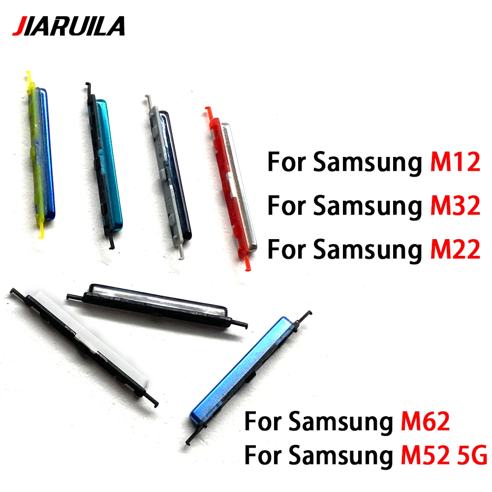 2Pcs，For Samsung M12 M22 M32 M52 M62 Side Keys Power and Volume Buttons Replacement