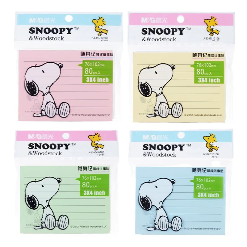 4 stuks/batches creative snoopy sticky notes cute N tijdperk briefpapier labels sticky notes post office schoolspullen