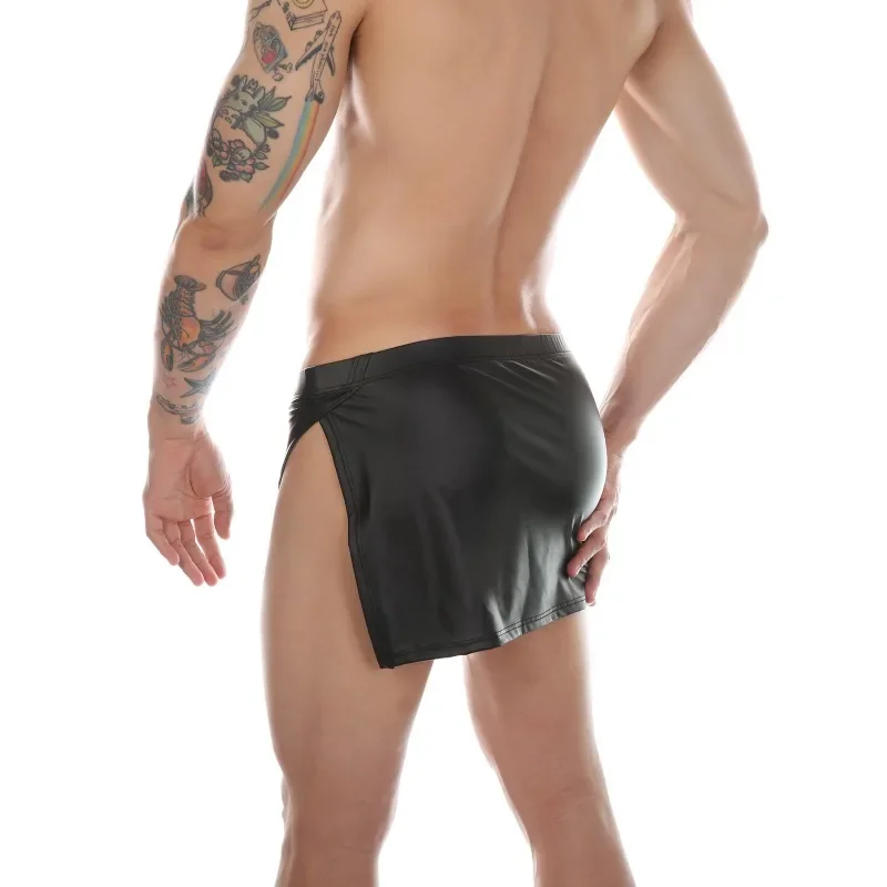Solid color simple underwear men's elastic culottes split-ended side-open boxers CMF638