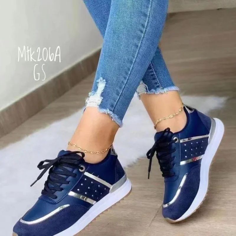 Sneakers da donna Platform Eather Patchwork scarpe sportive Casual da donna Outdoor Running scarpe vulcanizzate Tenis Feminino Plus Size 43