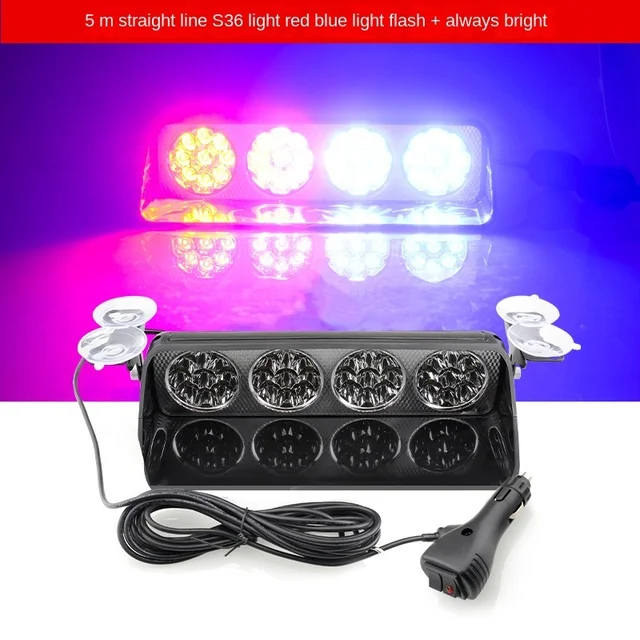 White S36 S24 LED Car Windshield Strobe Light switch Flashing Signal Emergency Fireman Police Beacon led flash Warning Light 12V