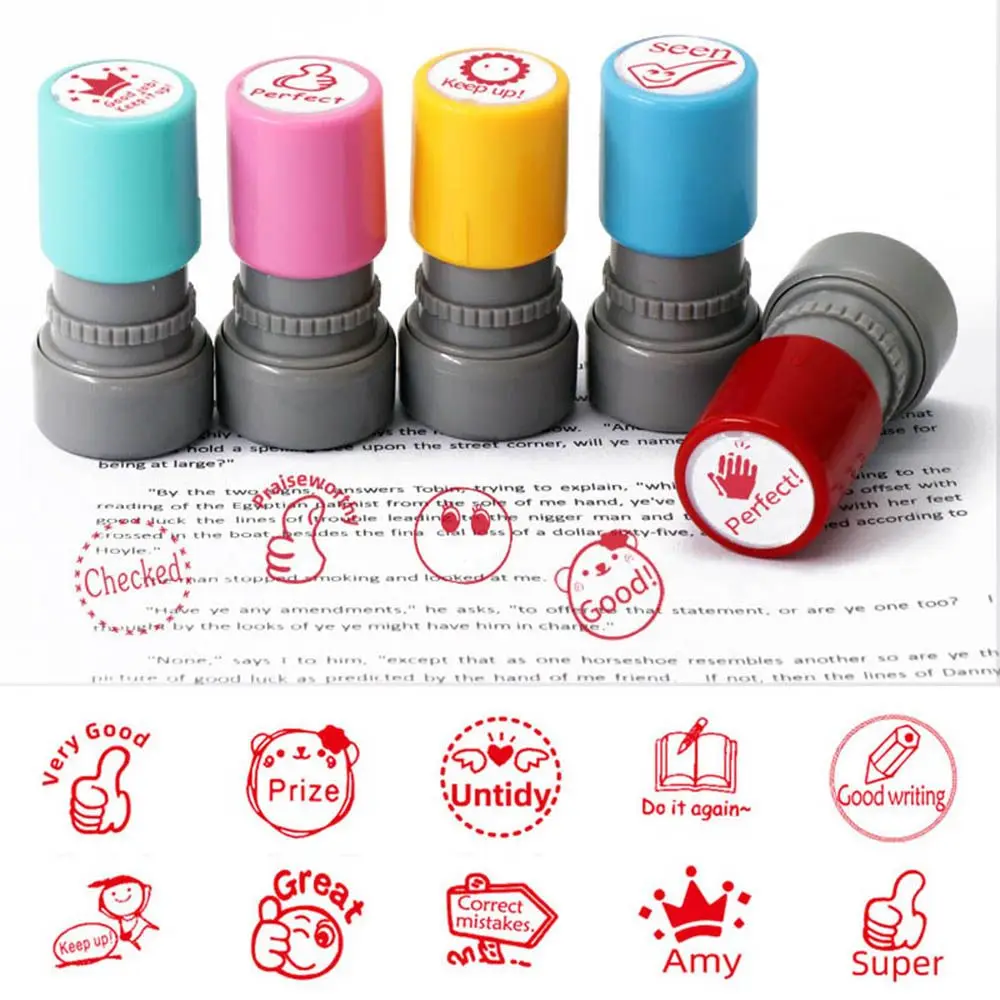 Seal Photosensitive Chapter Cartoon Stamps Scrapbooking Stamper Reward Seal Commentary Stamp Encouragement Teaching stamp