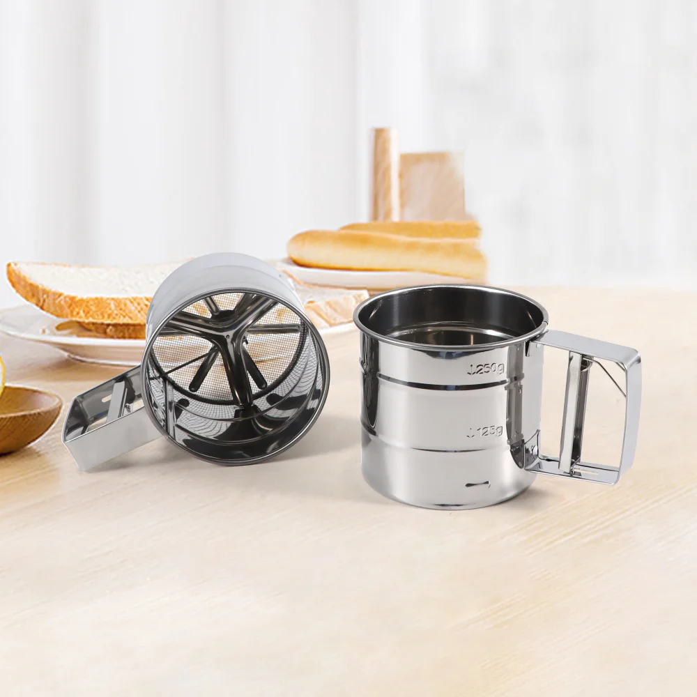 Jaswehome  Stainless Steel Flour Sifter Hand Held Shaker Sieve Cup Flour Sieve Strainer Sifters  Baking Sprinkle Baking tools
