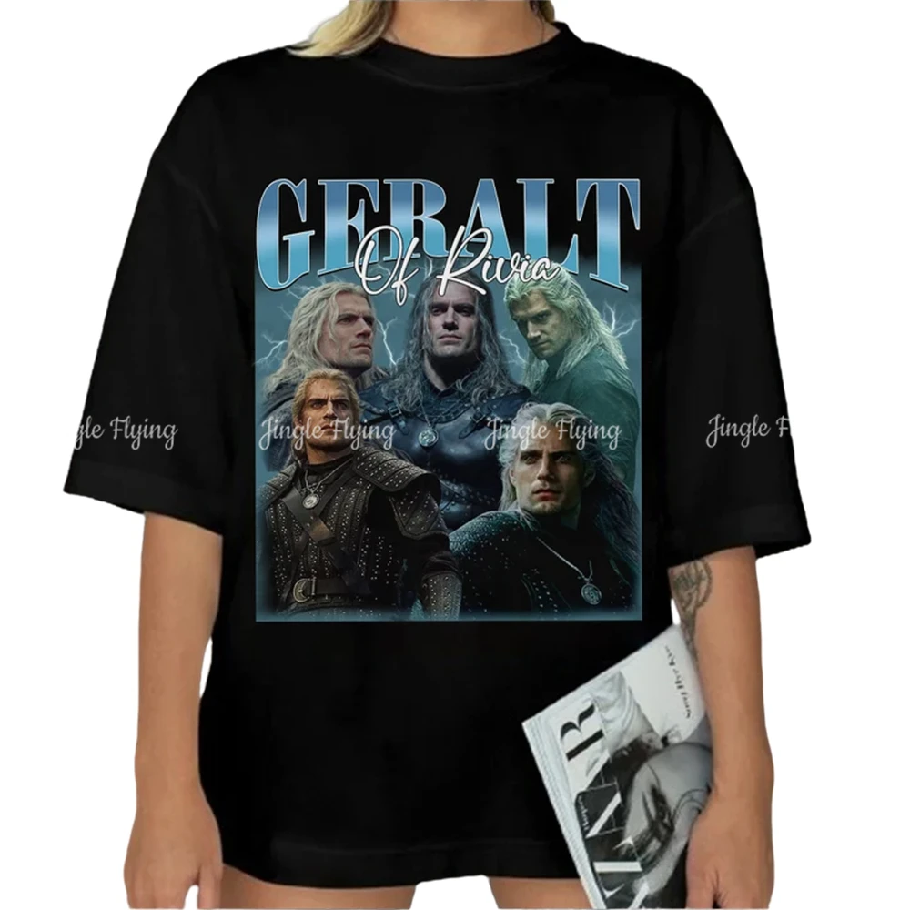 Geralt Of Rivia-Camiseta Retro de los años 90 para hombre y mujer, camisa Vintage con medallón de Witcher, regalos Unisex, de alta calidad