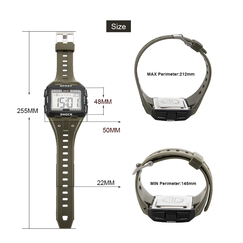 Reloj Digital deportivo para hombre, cronógrafo electrónico, resistente al agua, con esfera grande, TPW, militar, para exteriores