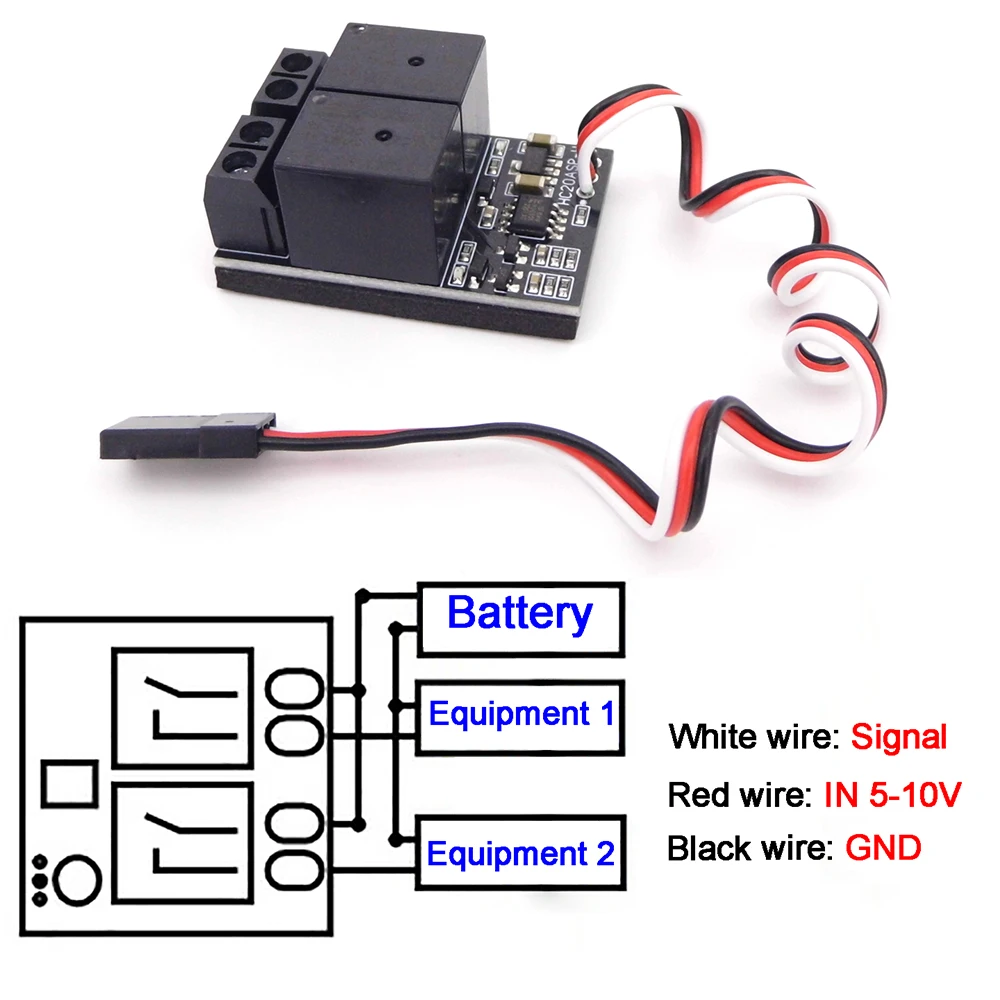 Interruttore di controllo del ricevitore PWM modello RC 5-10V relè 20A a a 2 vie per pompa dell\'acqua marina per barche RC RC telecamera FPV per