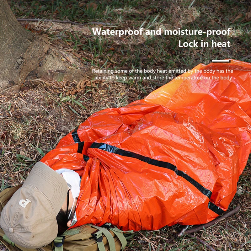 Camping PE Aluminum Film Orange Emergency Sleeping Bag Simple Cold Relief Warm Sleeping Bag Waterproof And Moisture-proof