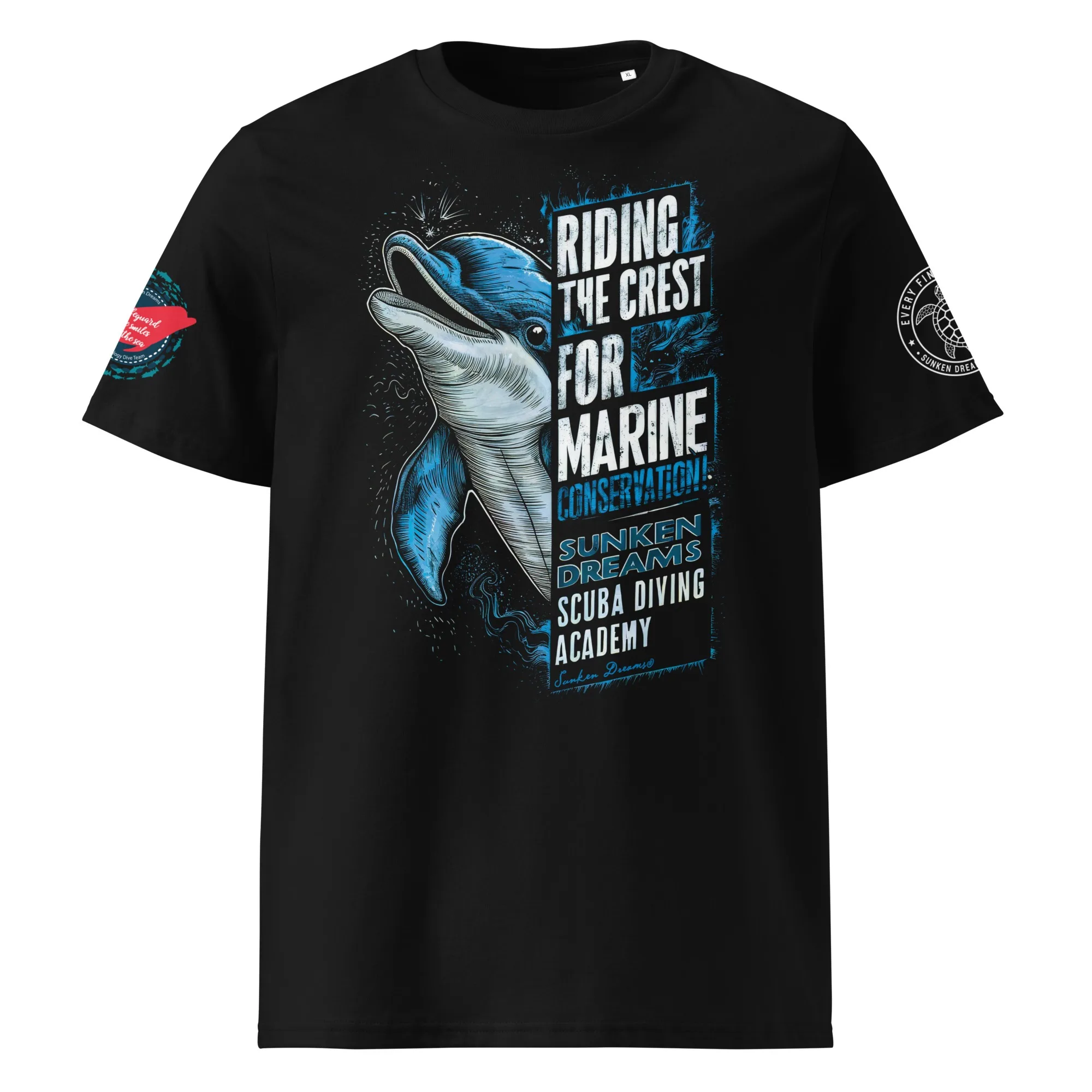 Dive Deep Dream Big Sea Turtle Diving Graphic Tee Cotton Mens Womens T-Shirt Outdoor Casual Top