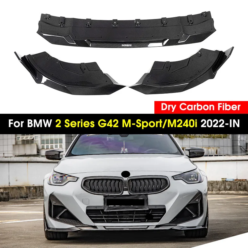 Dry Carbon Fiber Car Front Bumper Spoiler Lip Splitter Body Kit Bumper Chin Diffuser For BMW 2 Series G42 M-Sport/M240i 2022-IN