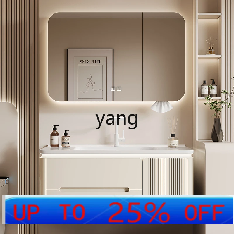 

CX oak paint bathroom cabinet combination rock slab hot bending ceramic integrated basin washstand toilet washbasin