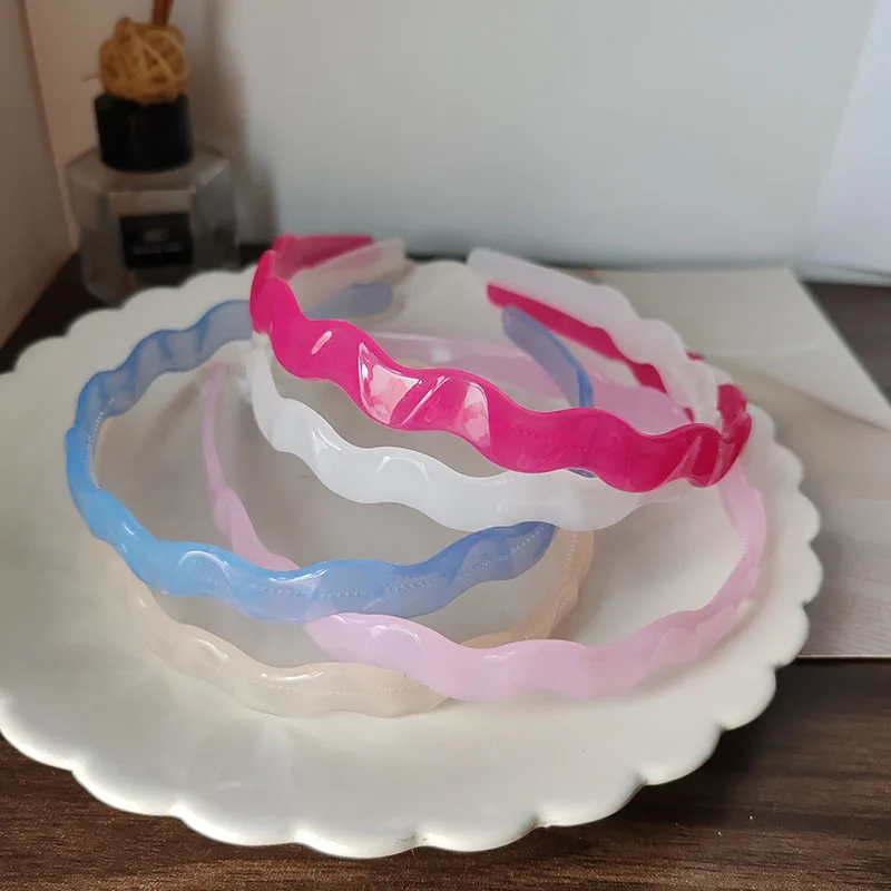 1.2cm Wide Solid Candy Jelly Colorful Hairbands Headbands for Women Girls Vintage Bezel for Party Gift Hair Bands Accessories